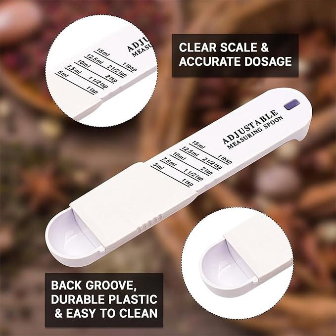 Adjustable Measuring Spoon for Dry and Liquid（White） - Image 3