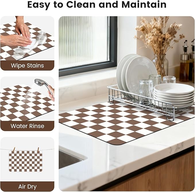 12" x 20" Checkered Dish Drying Mat - Image 7