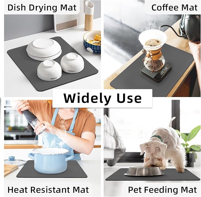 LOPNUR Kitchen Dish Drying Mat, Diatomite Coffee Mat, Super Absorbent Dish - Image 7