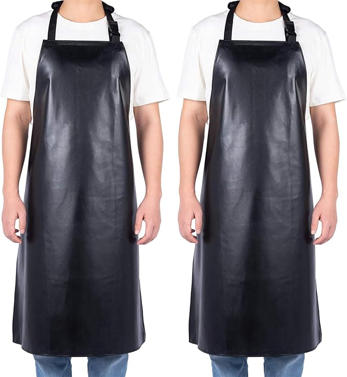 Homsolver 2 Pack Waterproof Rubber Aprons, Heavy Duty Butcher by Homsolver