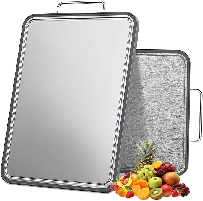 Stainless Steel Cutting Board for Kitchen, Double Sided Defrosting Tray - Image 9
