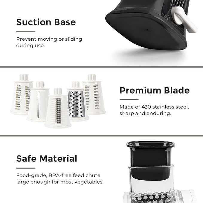 X Home 5-in-1 Rotary Cheese Grater - Image 5