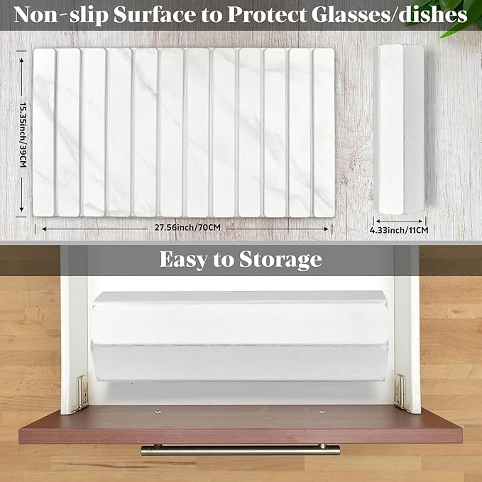 Large Stone Dish Drying Mats for Kitchen Counter, Fast Drying Collapsible Dish - Image 2