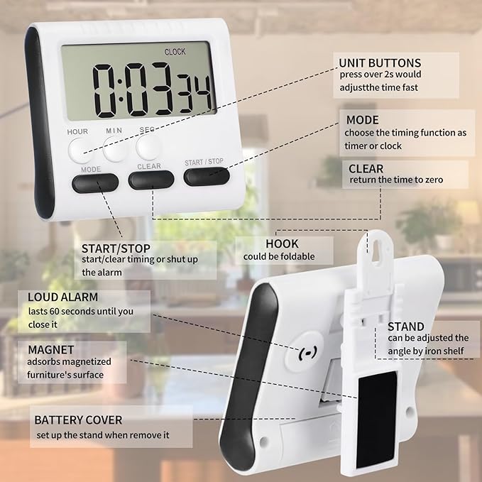 Mudder 12 Pack Digital Kitchen Timer - Image 6