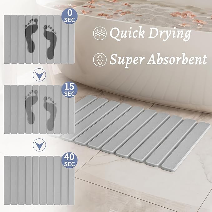 Foldable Stone Bath Mat, Quick Dry Stone Drying Mats - Image 2