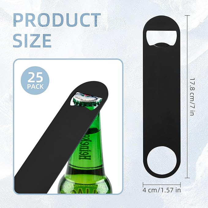 25 Pack Flat Beer Bottle Opener 7 inch Stainless Steel Flat Bottle Opener Beer - Image 2