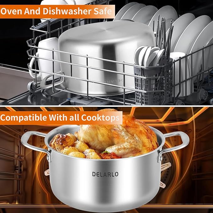 DELARLO Tri-Ply Stainless Steel 6QT Pot - Image 6