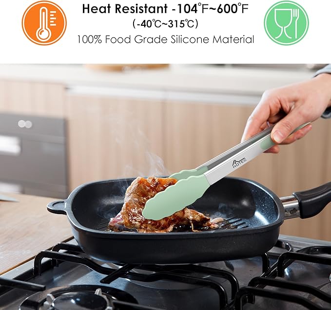HOTEC Premium Stainless Steel Locking Kitchen Tongs - Image 2