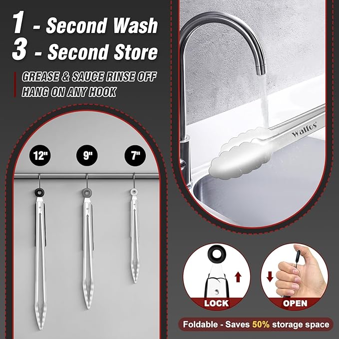 Walfos Stainless Steel Kitchen Tongs - Image 4