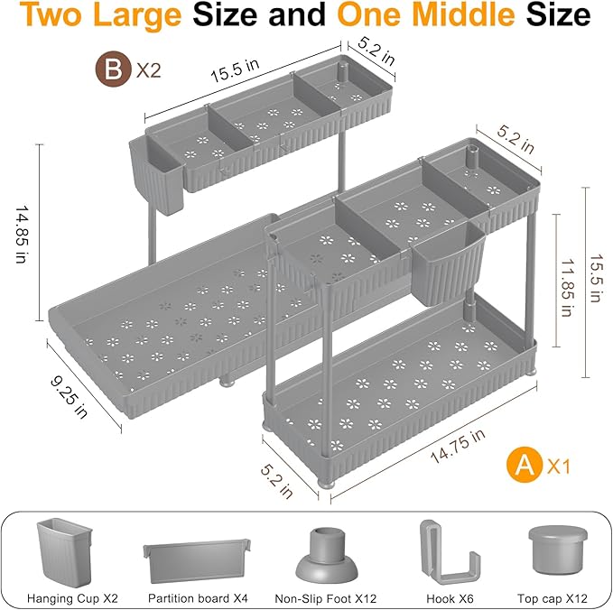 Sevenblue 3 Pack Multi-Purpose Under Sink Organizers and Storage, 2026 L-Shaped - Image 6