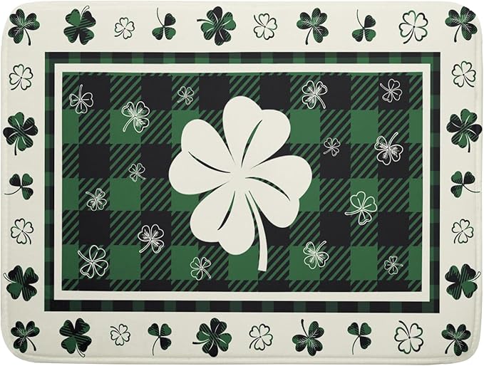 Giwawa Patrick Clovers Dish Drying Mat 18"x24" Lucky Shamrock Spring Leaf Dish by Giwawa