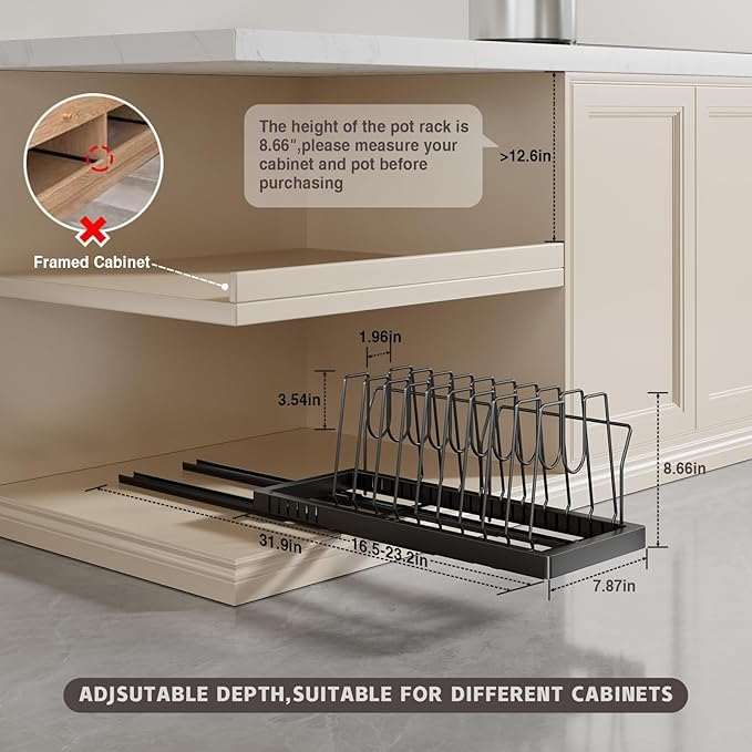 Magheo 2 Pack Pots and Pans Organizer Under Cabinet - Image 6