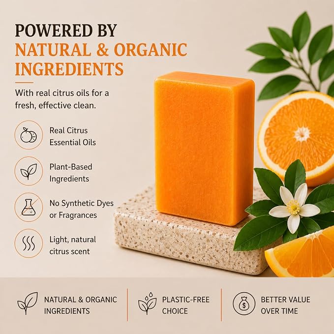 KELEBS 2 Dish Soap Bars | Citrus Essential Oil Formula | Natural & Organic Ingredients | Gentle on Hands | For Plant-Based Kitchens & Light Dishwashing | Biodegradable | No Overpour | Value Pack