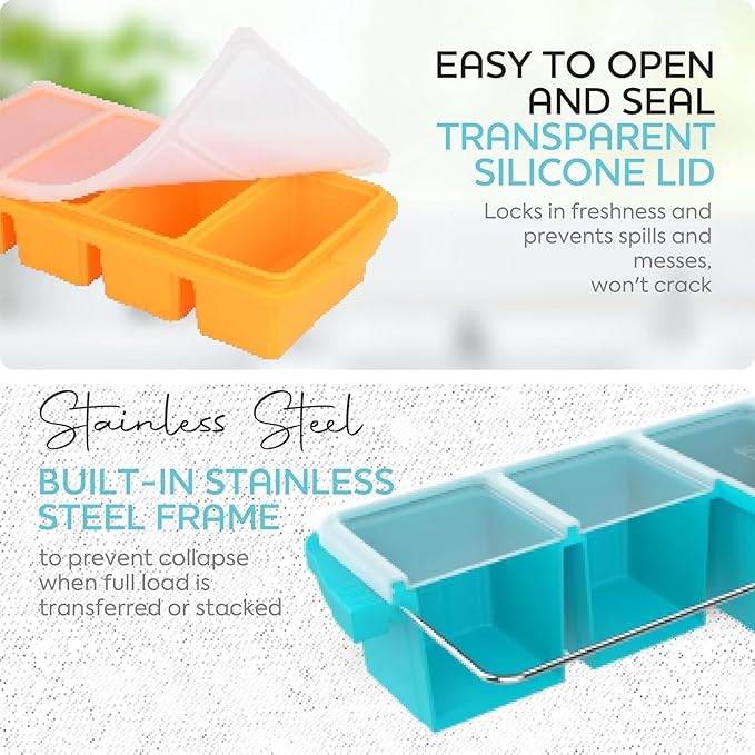 Silicone Freezer Tray With Lid-Soup Freezer Container molds-Large Ice Cube Tray - Image 5