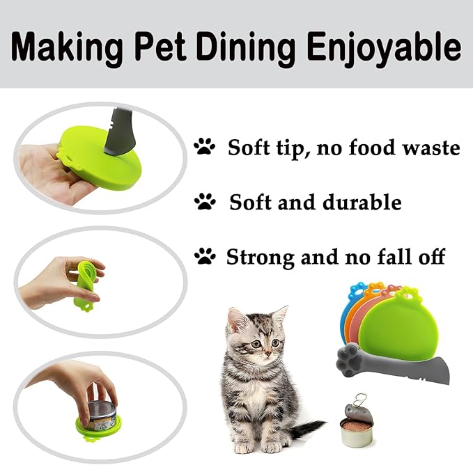 Food Can Spoon & Lids, One Multi-Functional Opener Spatula, Cute Paw Shape Spoon - Image 4