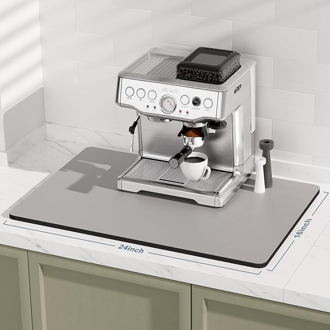 Rnivvi Coffee Mat, Hide Stain Rubber Backed Absorbent Dish Drying Pad - Image 2