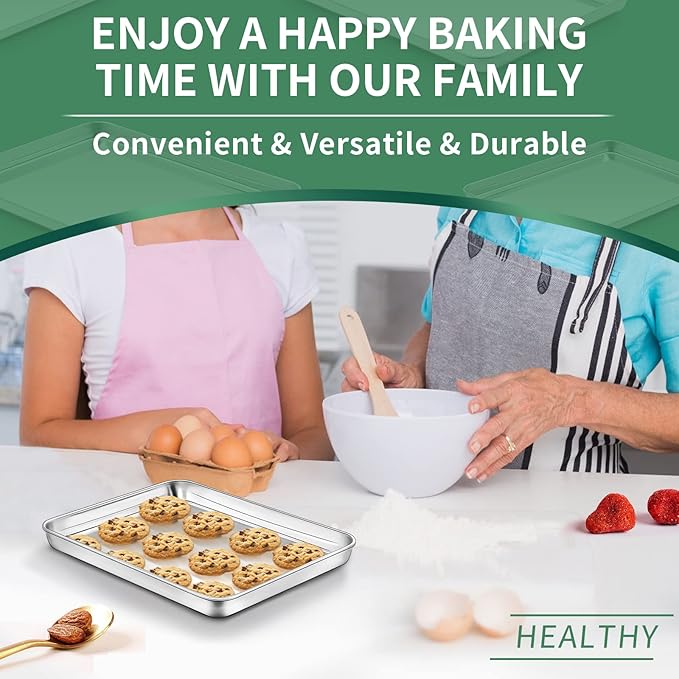 Baking Sheets Set of 2, HKJ Chef Cookie Sheets 2 Pieces Stainless Steel Baking - Image 7