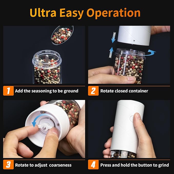 2Pack Electric Salt and Pepper Grinder Set USB Rechargeable - Image 7