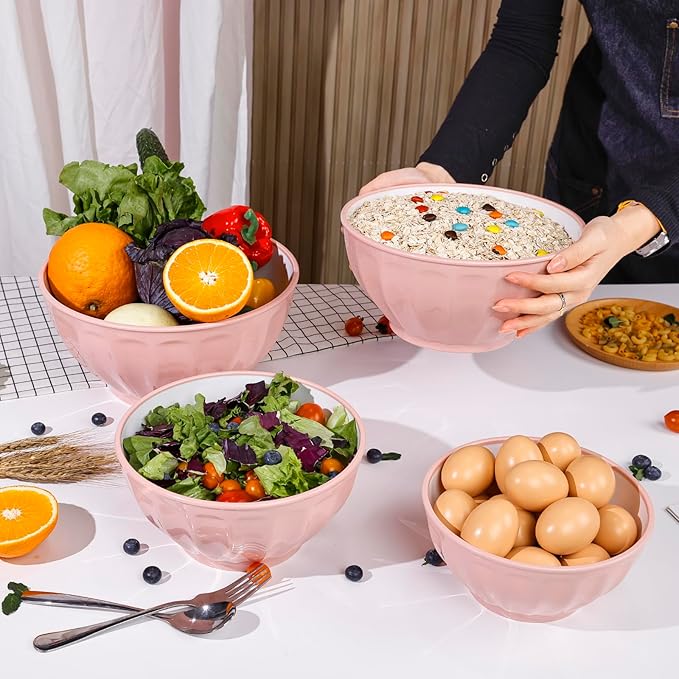 BoxedHome Mixing Bowls with Lids Set, 4PK Large 0.2” Thick Plastic Nesting - Image 6
