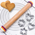 Wooden Rolling Pin with Thickness Rings and Pastry Baking Mat, Pie Crusts by OlforceDOITFORYOU