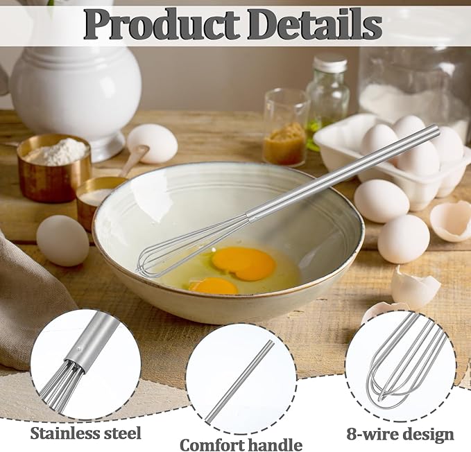 Small Whisk, 9.8in Stainless Steel Whisk Tiny Skinny Whisk - Image 4