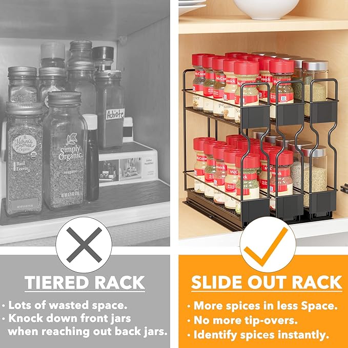 SpaceAid Pull Out Spice Rack Organizer, Heavy Duty Slide Out Seasoning Kitchen - Image 4