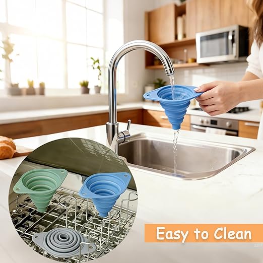 Kitchen Funnel Set 3 Pack, Collapsible Silicone Funnel - Image 7