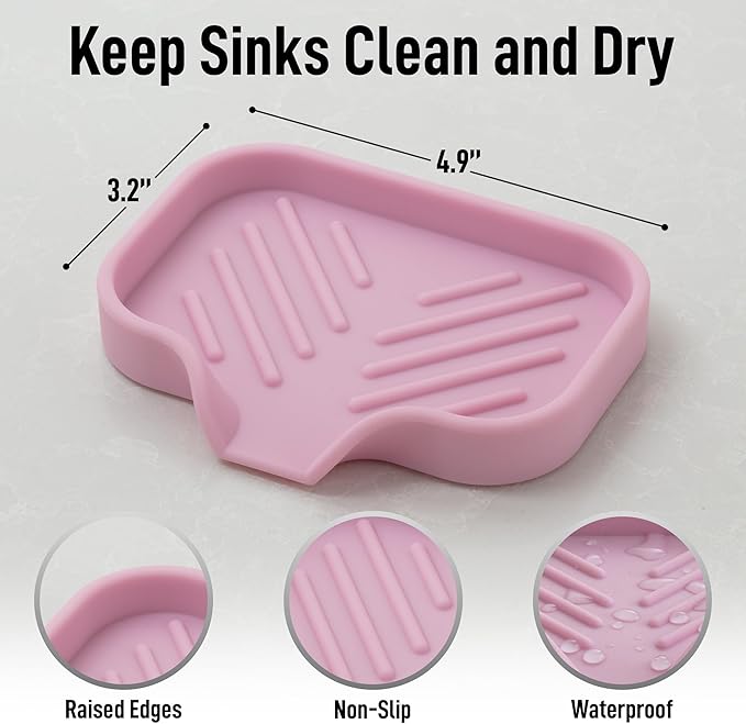 Zulay Kitchen Small Silicone Sponge Holder – Space-Saving Sink Organizer Tray - Image 4