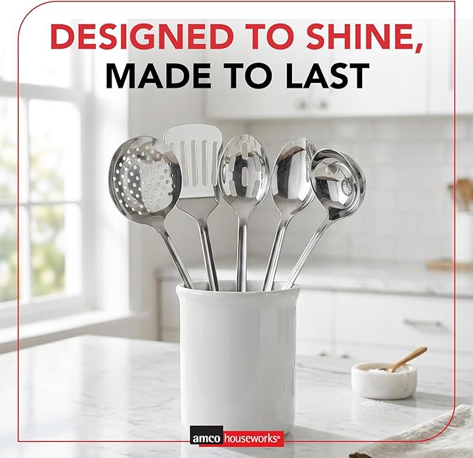 Amco 5 Piece Stainless Steel Cooking Utensil Set - Image 10