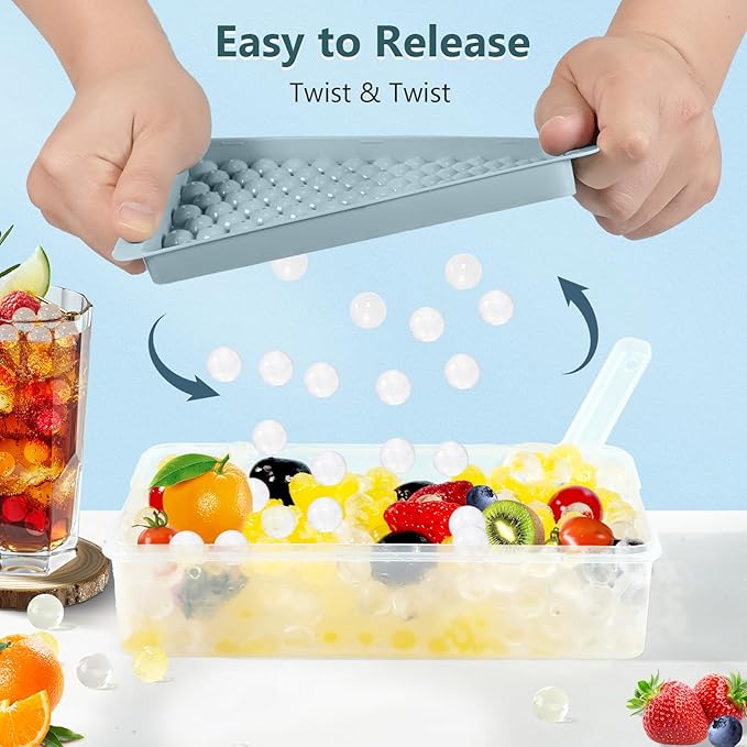 WIBIMEN Mini Ice Cube Trays, Small Tiny Round Pebble Crushed Nugget Ice Trays - Image 2