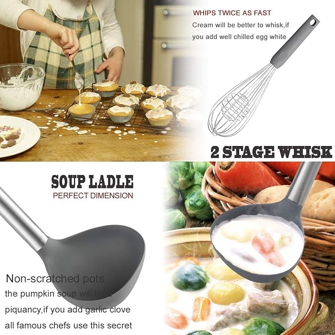 Silicone Kitchen Cooking Utensils Set - Image 4