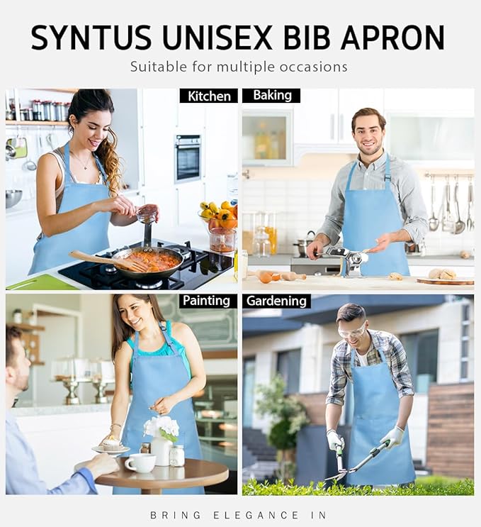 Syntus Apron for Men Women, Adjustable Cooking Kitchen Chef Aprons - Image 6