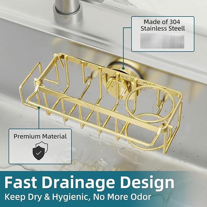 TAILI 4-in-1 Sink Caddy with Strong Suction Cup, Sponge Holder - Image 4