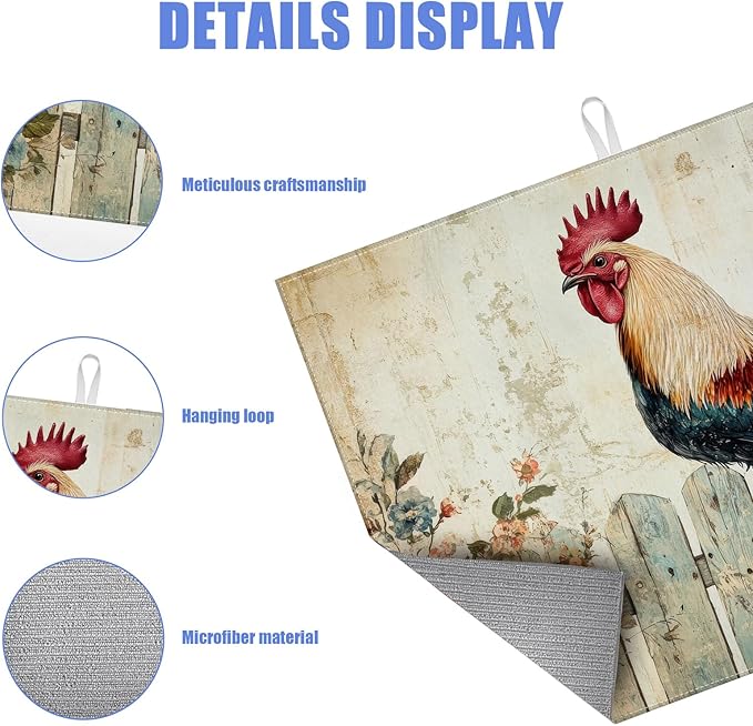 Vintage Rooster Dish Drying Mat - Image 3