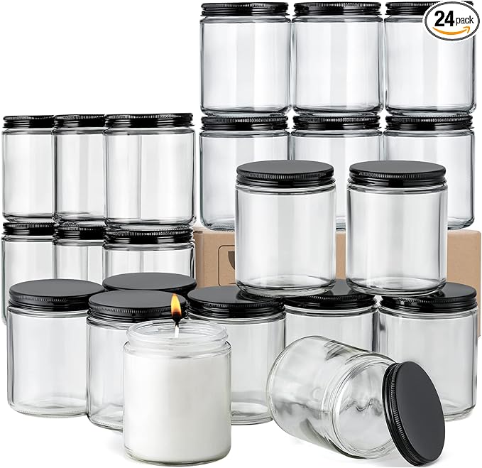 24 Pack, 8 OZ Thick Glass Jars by AOZITA