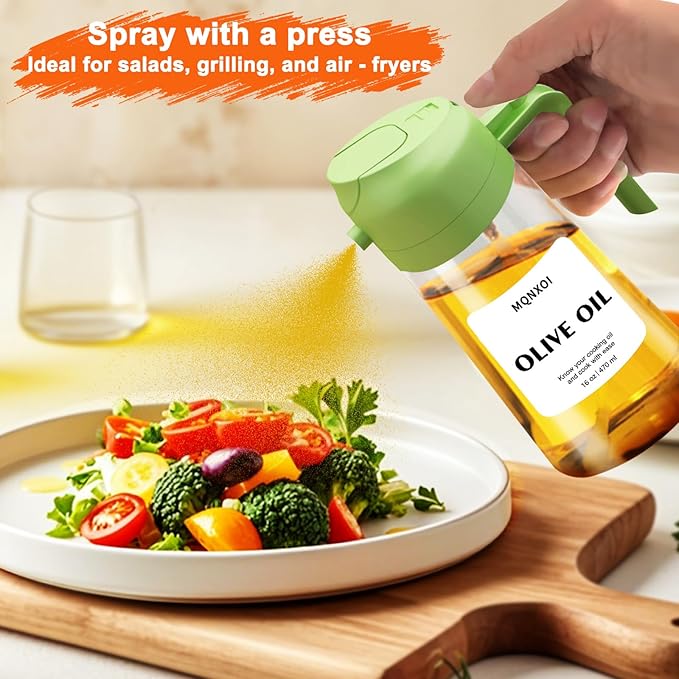 2 in 1 Glass Oil Sprayer & Dispenser, 16oz/470ml Olive Cooking, Air Fryer - Image 6