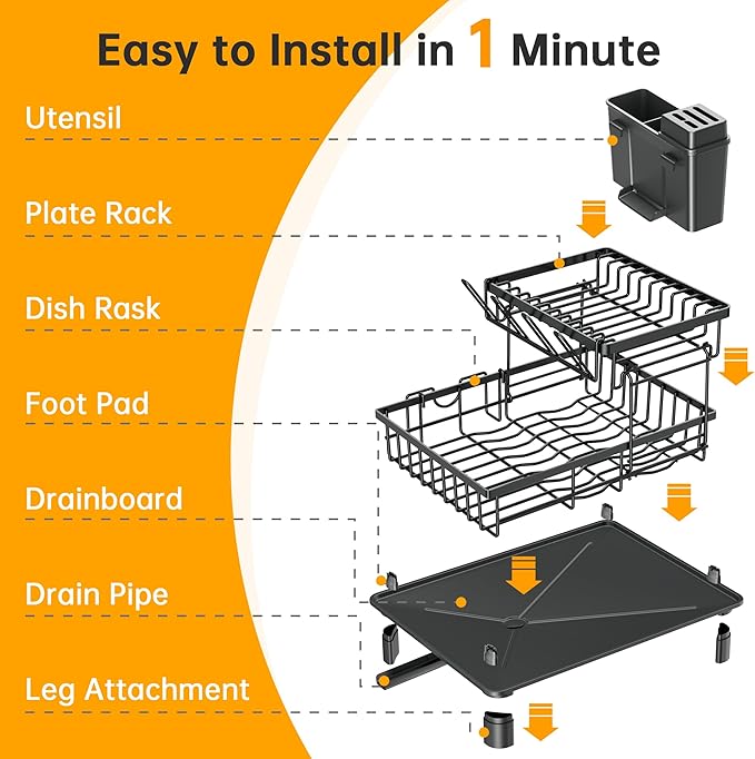 Dish Drying Rack, 2 Tier Dish Racks - Image 7