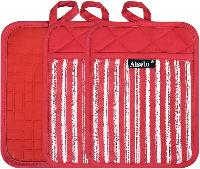 Alselo Silicone Pot Holders Set of 3 Heat Resistant & Non Slip Potholders - Image 9