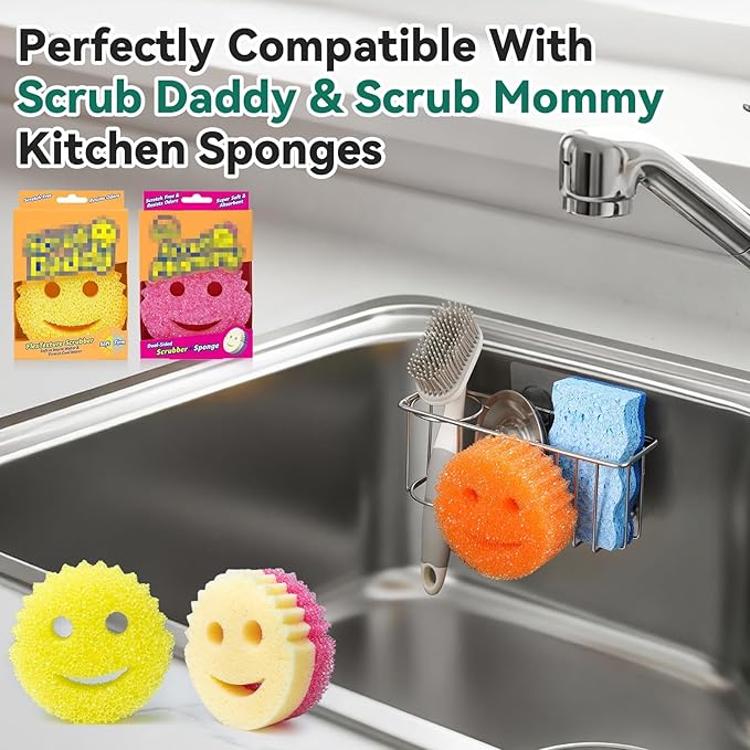 3-IN-1 Multiuse Sponge Holder for Kitchen Sink, Sponge Caddy for Scrub - Image 6