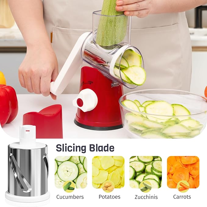 Cheese Grater Hand Crank, Rotary Cheese Shredder - Image 3