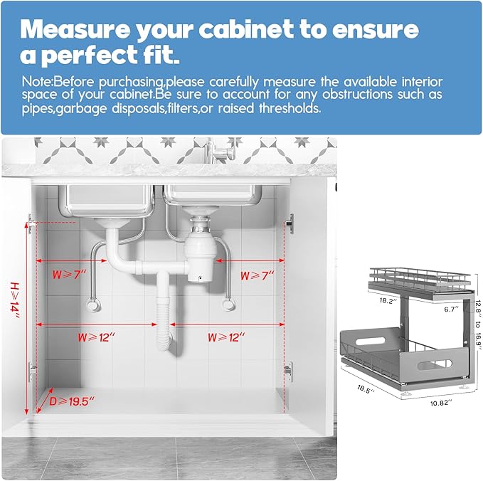 Under Sink Organizer Upgrade To Professional Rails, 2-Tier Dual Pull Out - Image 2