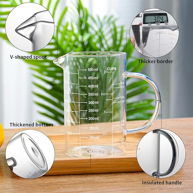 77L 5 Pack Glass Measuring Cup Set, High Borosilicate Liquid Glass Measure Cup - Image 7