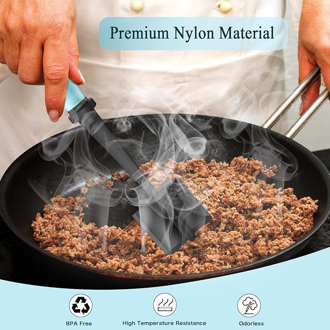 Meat Chopper, 5 Curve Blades Ground Beef Masher, Heat Resistant Meat Masher Tool - Image 3