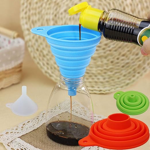 KongNai 4 Sizes Kitchen Funnel Set, Food Grade Silicone Collapsible Funnel - Image 5