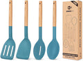 Pack of 4 Silicone Cooking Utensils Set, Non Stick Solid Spatulas and Heat by BUNDLEPRO