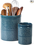 FUN ELEMENTS Kitchen Utensil Holder, 7.2+5.5" Super Large Utensil Crock Heavy by IntoYourHouseOntoYourTable