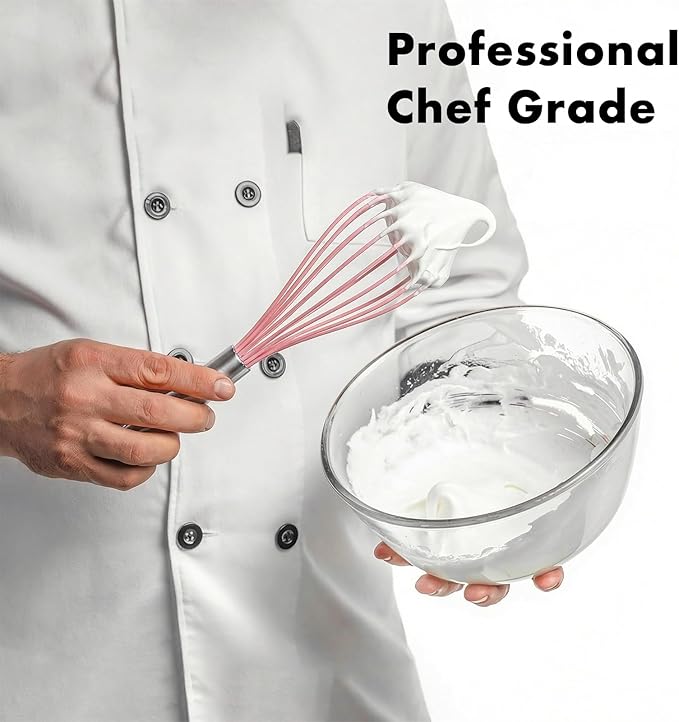 OYV 10-Inch Pink Silicone Whisk, Heat Resistant 480°F Kitchen Whisk - Image 9
