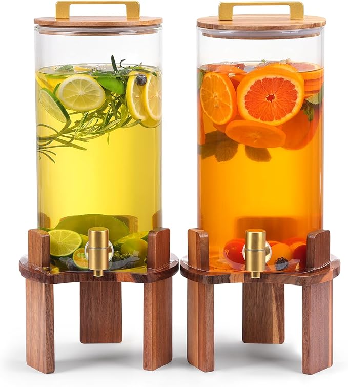 2 PCS 1.5 Gallon Glass Drink Dispenser, Beverage Dispenser by Unknown