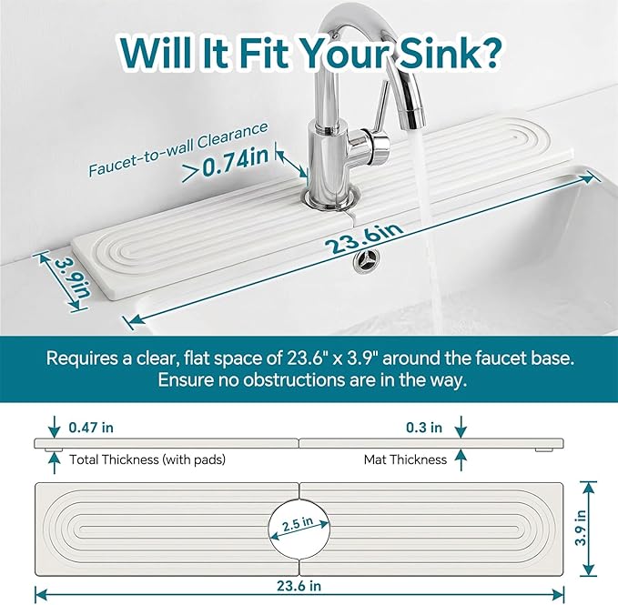 Stone Faucet Mat for Kitchen Sink-Diatomite Drying Stone Mat& Sink Protector - Image 2