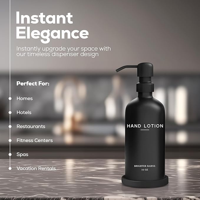 Black Glass Lotion Dispenser - Image 2